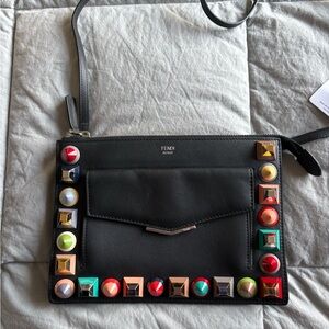 Fendi Black Crossbody Bag with Colorful Studs